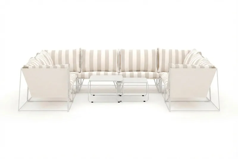 Usteryd utendørs U-sofa 8-seters med lukket avslutning - Beige/Striped - Hagemøbler & utemiljø - Loungemøbler - Loungesofaer