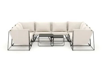 Usteryd utendørs U-sofa 8-seters med lukket avslutning - Svart/Beige - Hagemøbler & utemiljø - Loungemøbler - Loungegrupper