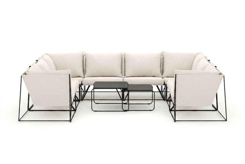 Usteryd utendørs U-sofa 8-seters med lukket avslutning - Svart/Beige - Hagemøbler & utemiljø - Loungemøbler - Loungegrupper