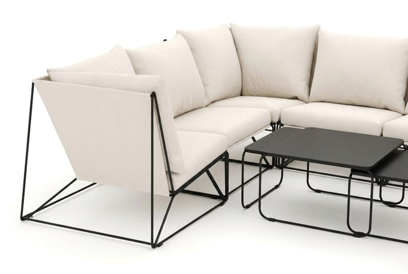 Usteryd utendørs U-sofa 8-seters med lukket avslutning - Svart/Beige - Hagemøbler & utemiljø - Loungemøbler - Loungegrupper
