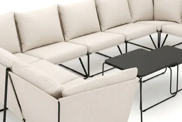 Usteryd utendørs U-sofa 9-seters med lukket avslutning - Svart/Beige - Hagemøbler & utemiljø - Loungemøbler - Loungegrupper