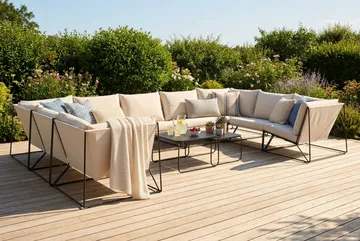 Usteryd utendørs U-sofa 9-seters med lukket avslutning - Svart/Beige - Hagemøbler & utemiljø - Loungemøbler - Loungegrupper