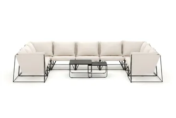 Usteryd utendørs U-sofa 9-seters med lukket avslutning - Svart/Beige - Hagemøbler & utemiljø - Loungemøbler - Loungegrupper