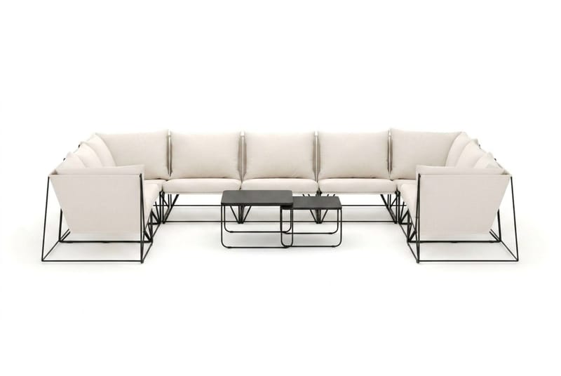 Usteryd utendørs U-sofa 9-seters med lukket avslutning - Svart/Beige - Hagemøbler & utemiljø - Loungemøbler - Loungegrupper
