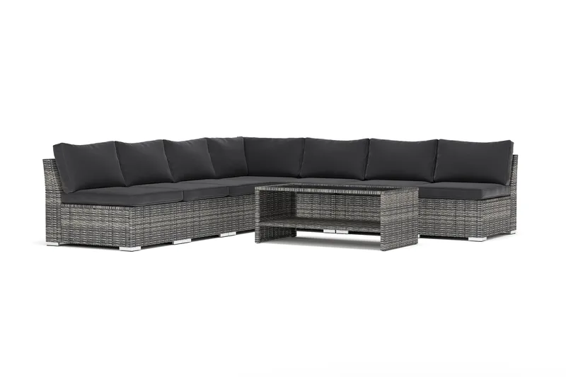 Wisconsin utendørs hjørnesofa 7-seter vendbar med åpen avslutning, Grå
