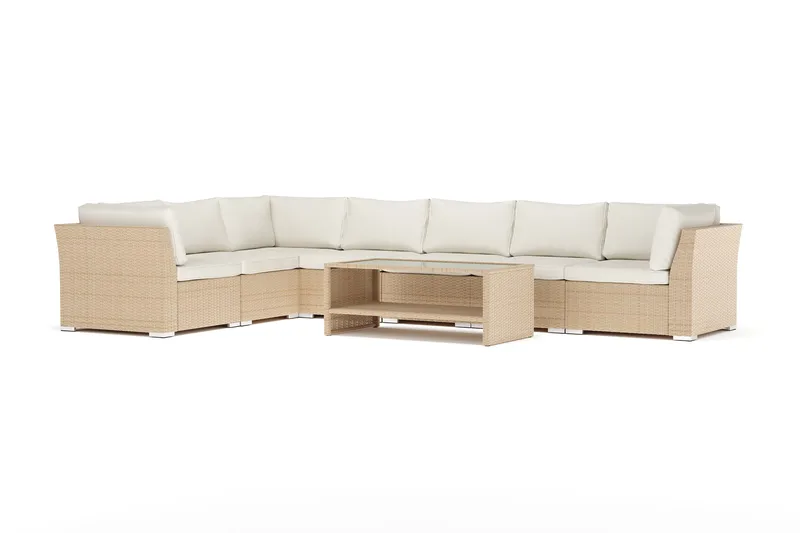 Wisconsin utendørs L-sofa 7-seter vendbar, Beige