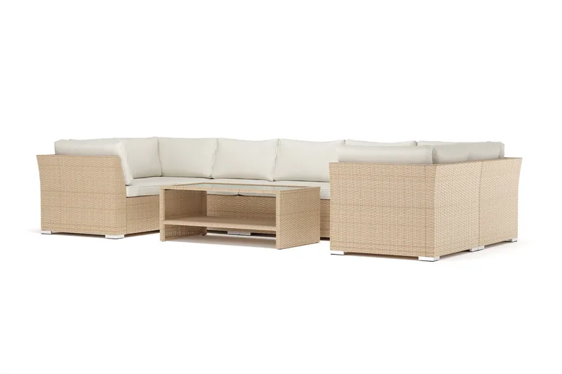 Wisconsin utendørs U-sofa 7-seter med lukket avslutning, Beige