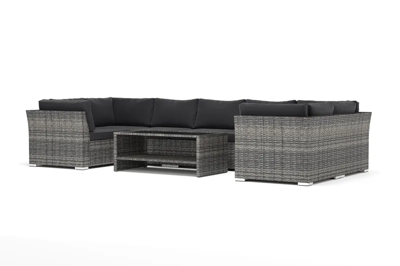 Wisconsin utendørs U-sofa 7-seter med lukket avslutning, Grå
