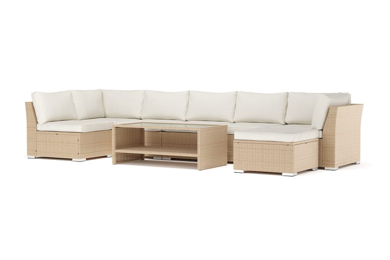 Wisconsin utendørs U-sofa 7-seter med vendbar divan, Beige