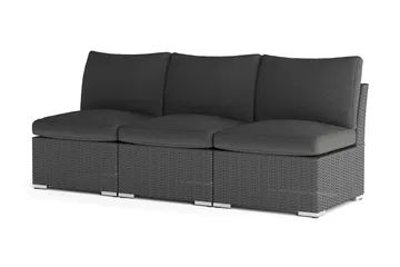 Wisconsin Premium Loungesofa Utendørs uten Armlener 3-seter Kunstrotting - Svart - Hagemøbler & utemiljø - Loungemøbler - Loungesofaer
