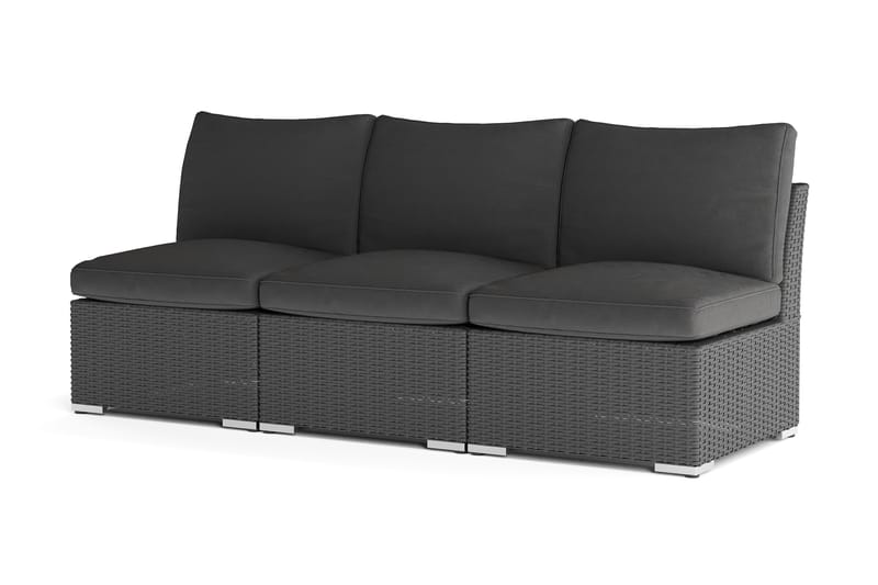 Wisconsin Premium Loungesofa Utendørs uten Armlener 3-seter Kunstrotting - Svart - Hagemøbler & utemiljø - Loungemøbler - Loungesofaer