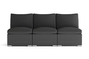 Wisconsin Premium Loungesofa Utendørs uten Armlener 3-seter Kunstrotting - Svart - Hagemøbler & utemiljø - Loungemøbler - Loungesofaer