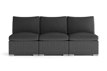 Wisconsin Premium Loungesofa Utendørs uten Armlener 3-seter Kunstrotting - Svart - Hagemøbler & utemiljø - Loungemøbler - Loungesofaer