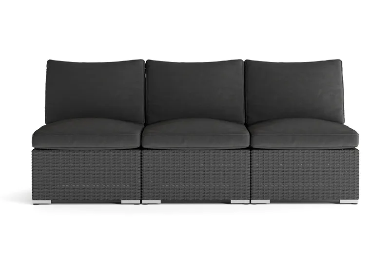 Wisconsin Premium Loungesofa Utendørs uten Armlener 3-seter Kunstrotting, Svart