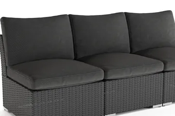Wisconsin Premium Loungesofa Utendørs uten Armlener 3-seter Kunstrotting - Svart - Hagemøbler & utemiljø - Loungemøbler - Loungesofaer