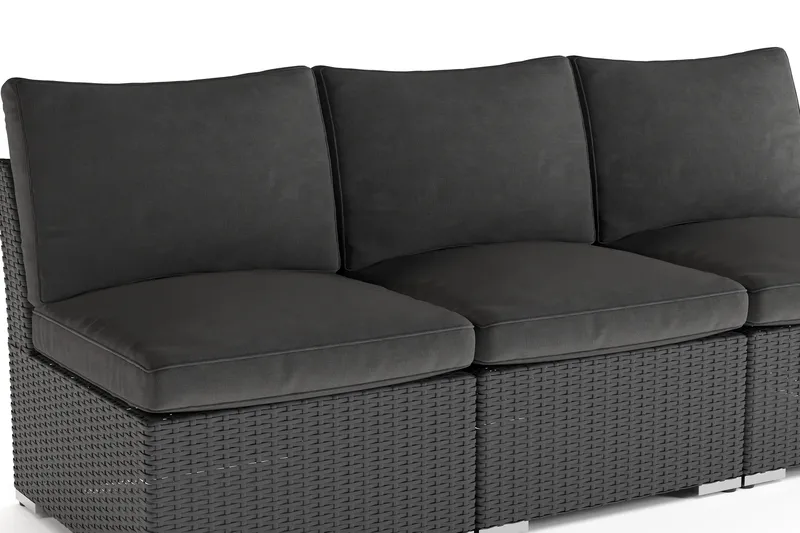 Wisconsin Premium Loungesofa Utendørs uten Armlener 3-seter Kunstrotting - Svart - Hagemøbler & utemiljø - Loungemøbler - Loungesofaer