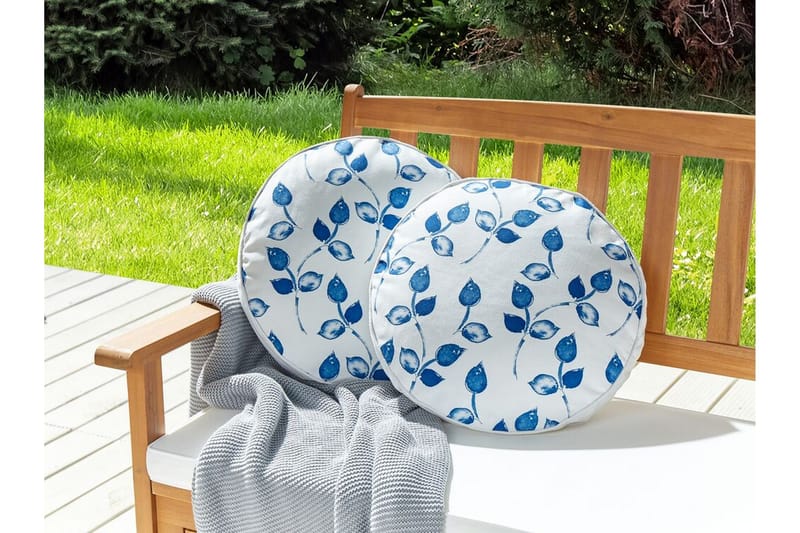 Fasano Utendørspute 40 cm Rund - Hvit/Blå - Hagemøbler & utemiljø - Puter - Hageputer