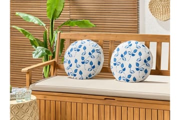 Fasano Utendørspute 40 cm Rund - Hvit/Blå - Hagemøbler & utemiljø - Puter - Hageputer