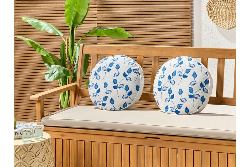Fasano Utendørspute 40 cm Rund - Hvit/Blå - Hagemøbler & utemiljø - Puter - Hageputer