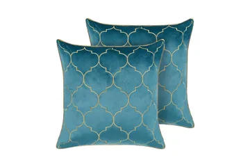 Pynteputer Alyssum sett på 2 Blå/gull, Fløyel - Blå/gull, Fløyel - Hagemøbler & utemiljø - Puter - Hageputer