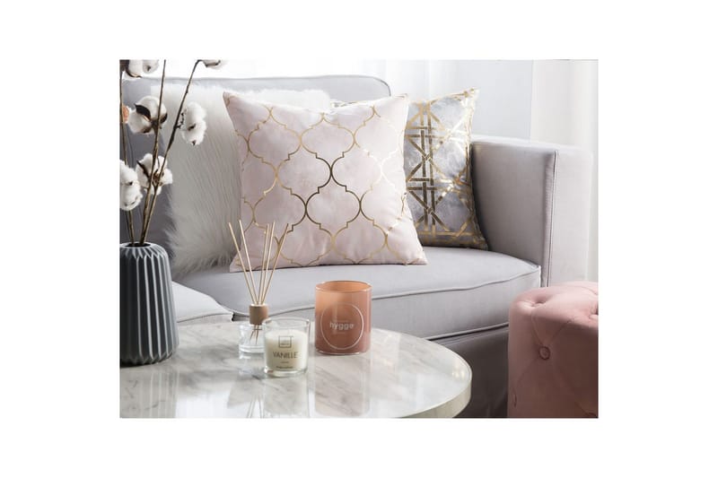 Pynteputer Alyssum sett på 2 Rosa/gull, Polyester - Rosa/gull, Polyester - Hagemøbler & utemiljø - Puter - Hageputer