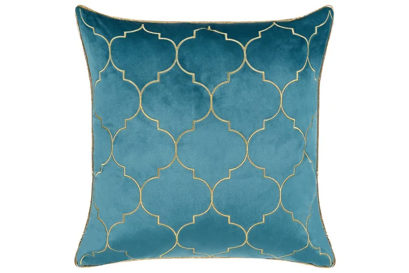 Pynteputer Alyssum sett på 2 Blå/gull, Fløyel - Blå/gull, Fløyel - Hagemøbler & utemiljø - Puter - Hageputer