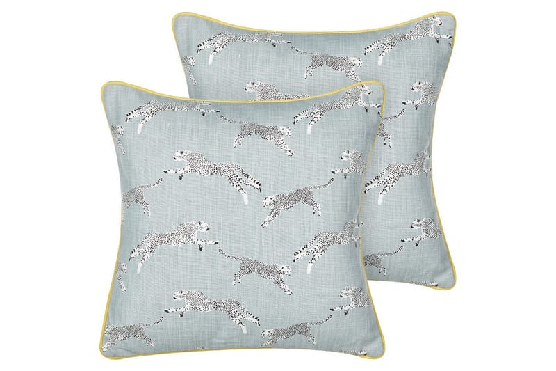 Pynteputer Arales sett med 2 Grå/hvit/svart/gul, Firkantet - Grå/hvit/svart/gul, Firkantet - Hagemøbler & utemiljø - Puter - Hageputer