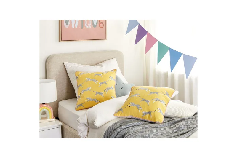 Pynteputer Arales sett med 2 Gul/hvit/svart/rosa, Firkantet - Gul/hvit/svart/rosa, Firkantet - Hagemøbler & utemiljø - Puter - Hageputer