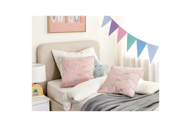 Pynteputer Arales sett med 2 Rosa/hvit/svart/grå, Firkantet - Rosa/hvit/svart/grå, Firkantet - Hagemøbler & utemiljø - Puter - Hageputer