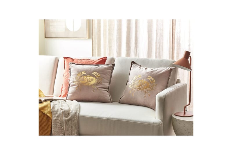 Pynteputer Bossiella sett med 2 Beige/gull - Beige/gull - Hagemøbler & utemiljø - Puter - Hageputer