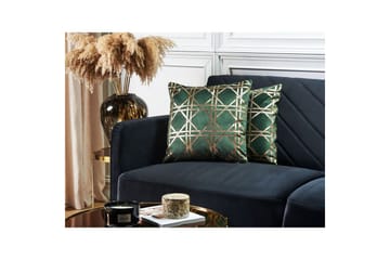 Pynteputer Cassia sett à 2 Grønn/gull - Grønn/gull - Tekstiler & tepper - Pute & putetrekk - Pynteputer