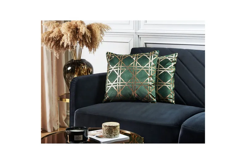 Pynteputer Cassia sett à 2 Grønn/gull - Grønn/gull - Tekstiler & tepper - Pute & putetrekk - Pynteputer