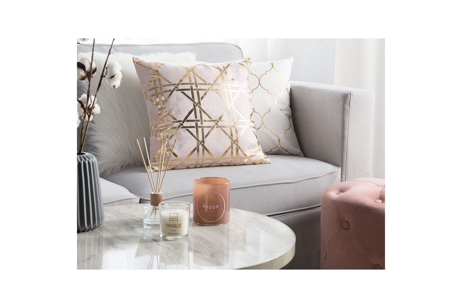 Pynteputer Cassia sett à 2 Rosa/gull - Rosa/gull - Hagemøbler & utemiljø - Puter - Hageputer ute