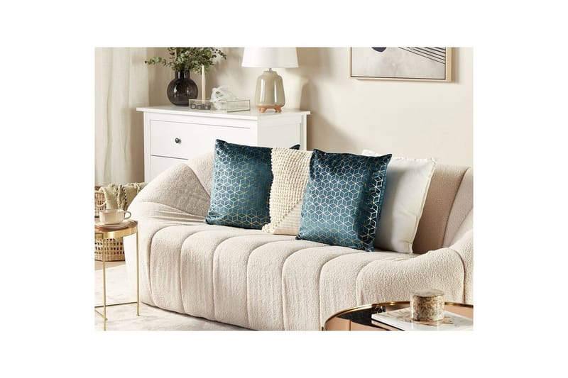 Pynteputer Celosia sett av 2 Blå/gull - Blå/gull - Hagemøbler & utemiljø - Puter - Hageputer