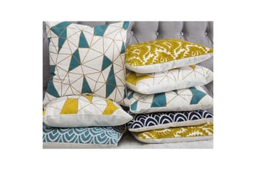 Pynteputer Clarkia sett med 2 Hvit/Blå/Gull - Hvit/Blå/Gull - Hagemøbler & utemiljø - Puter - Hageputer