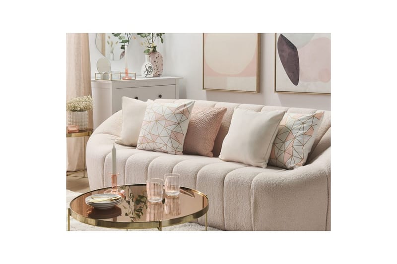 Pynteputer Clarkia sett med 2 Hvit/gull/rosa - Hvit/gull/rosa - Hagemøbler & utemiljø - Puter - Hageputer