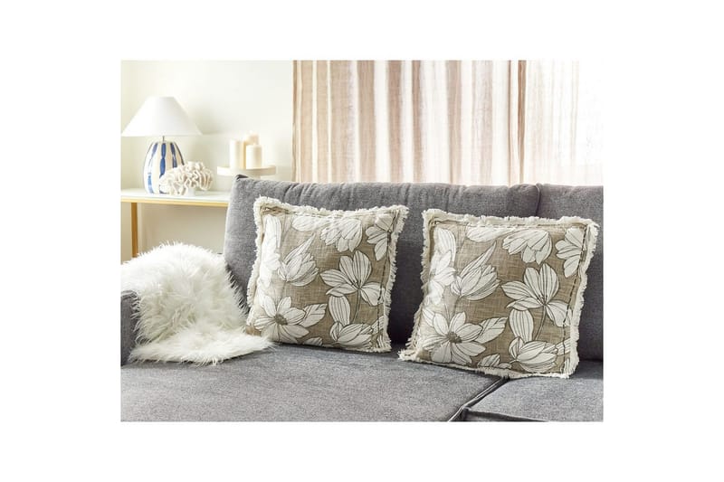 Pynteputer Cyanotis-sett à 2 Hvit/Grønn - Hvit/Grønn - Hagemøbler & utemiljø - Puter - Hageputer