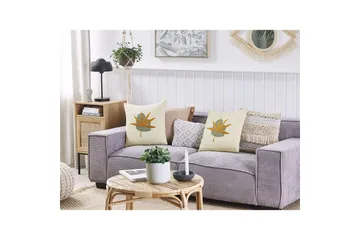 Pynteputer Davallia sett med 2 Beige/blå/oransje - Beige/blå/oransje - Hagemøbler & utemiljø - Puter - Hageputer