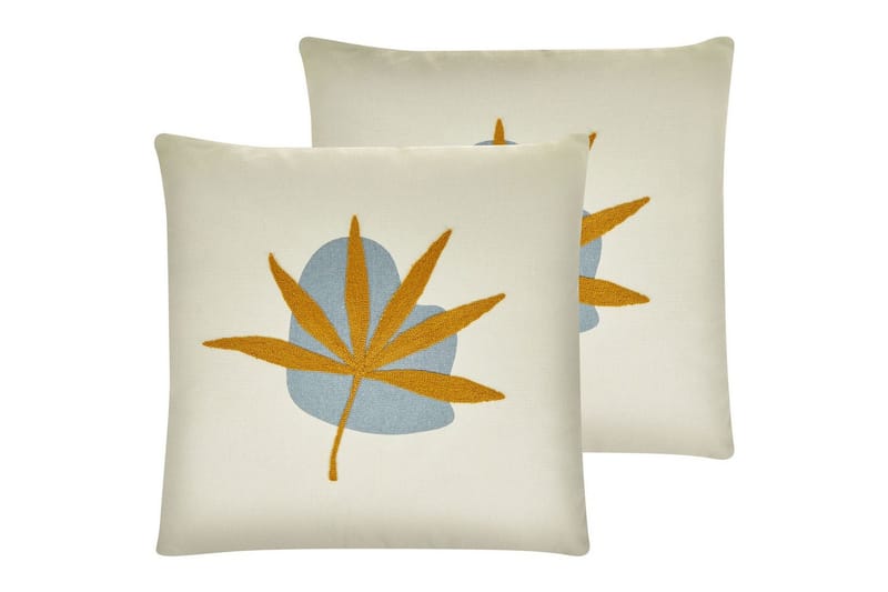 Pynteputer Davallia sett med 2 Beige/blå/oransje - Beige/blå/oransje - Hagemøbler & utemiljø - Puter - Hageputer