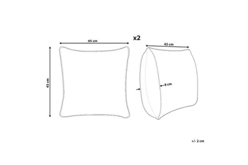 Pynteputer Gazania sett av 2 Grå/hvit, Firkantet - Grå/hvit, Firkantet - Hagemøbler & utemiljø - Puter - Hageputer