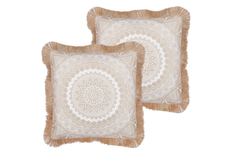 Pynteputer Geranium sett av 2 Beige/hvit - Beige/hvit - Hagemøbler & utemiljø - Puter - Hageputer