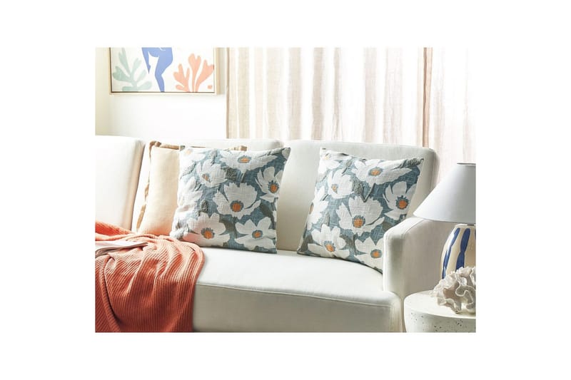 Pynteputer Jatropha sett à 2 Blå/hvit/grønn/oransje - Blå/hvit/grønn/oransje - Hagemøbler & utemiljø - Puter - Hageputer