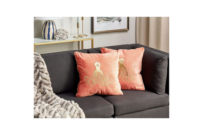 Pynteputer Laminaria sett med 2 Rødt/gull - Rødt/gull - Hagemøbler & utemiljø - Puter - Hageputer