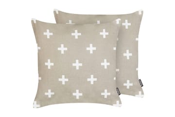 Pynteputer Velleia sett av 2 Beige/hvit - Beige/hvit - Hagemøbler & utemiljø - Puter - Hageputer ute