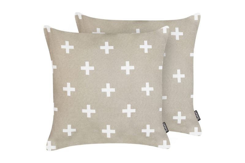 Pynteputer Velleia sett av 2 Beige/hvit - Beige/hvit - Hagemøbler & utemiljø - Puter - Hageputer ute