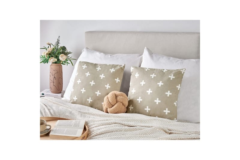 Pynteputer Velleia sett av 2 Beige/hvit - Beige/hvit - Hagemøbler & utemiljø - Puter - Hageputer ute