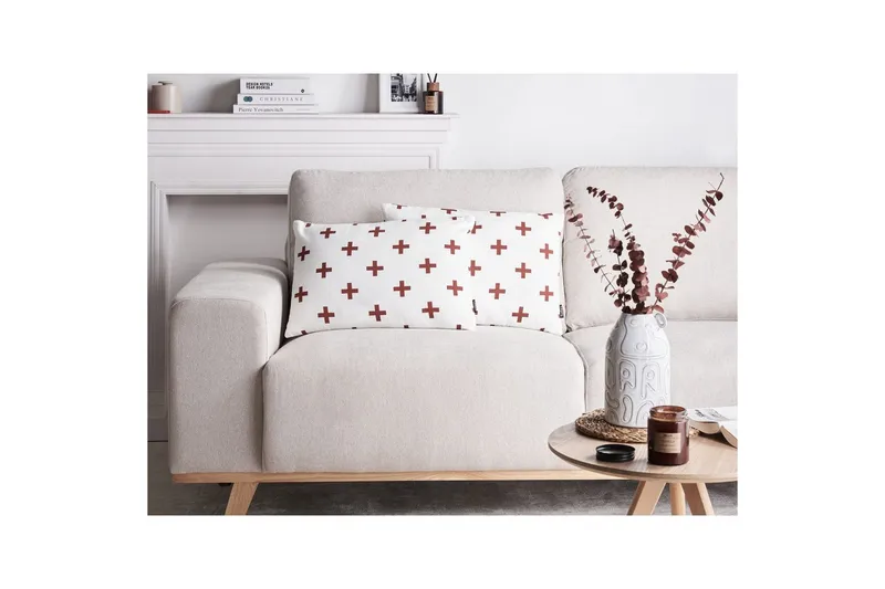 Pynteputer Velleia sett av 2 Hvit/Rød - Hvit/Rød - Tekstiler & tepper - Pute & putetrekk - Pynteputer