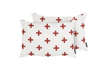 Pynteputer Velleia sett av 2 Hvit/Rød - Hvit/Rød - Tekstiler & tepper - Pute & putetrekk - Pynteputer