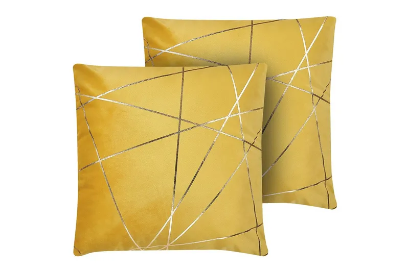 Pynteputer Pinus sett av 2 Gul/Gull - Gul/Gull - Hagemøbler & utemiljø - Puter - Hageputer