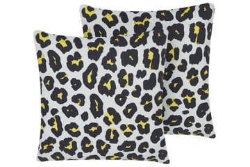 Runge Utendørspute 45x45 cm - Hvit/Sort/Gul - Hagemøbler & utemiljø - Puter - Hageputer